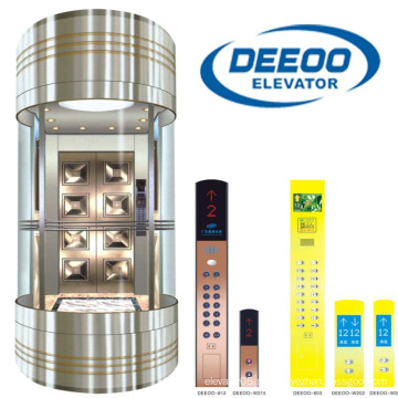 Vvvf Gearless Passageiro Sightseeing Elevator (Deeoo -523)